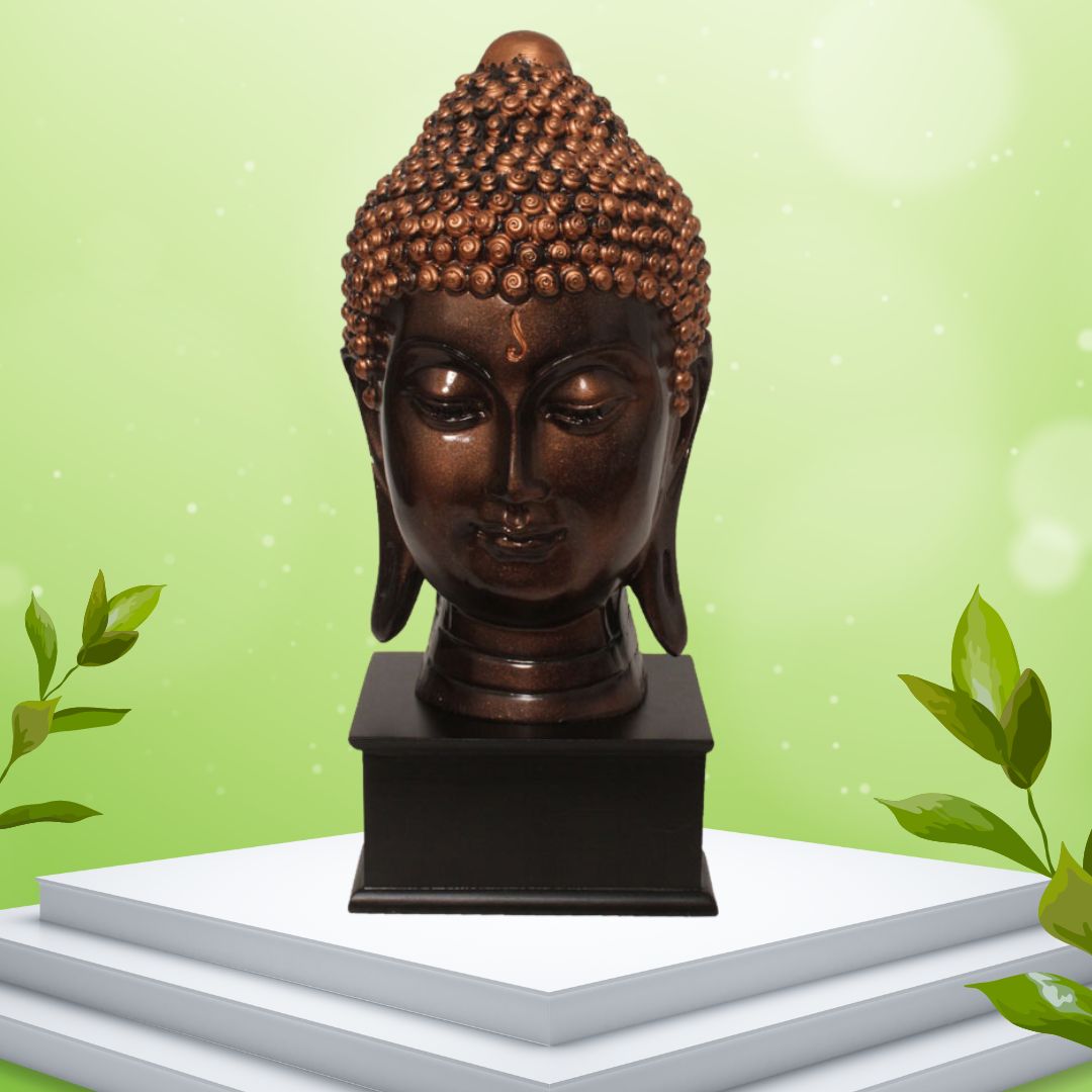 Lord Buddha Head Idol Copper Antique Finish 31 cm-G57W1060CCAGX