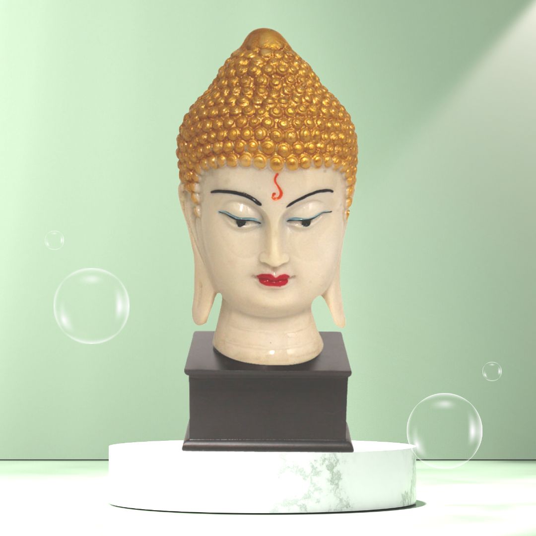 Lord Buddha Head Idol Marble Look 31 cm-G57W1060WGCGX