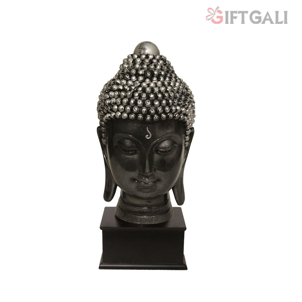 Lord Buddha Head Idol Silver Antique Finish 31 cm-G57W1060SSAGX