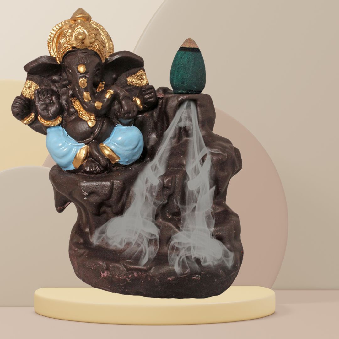 Lord Ganesha Backflow Smoke Fountain Coffee Blue 10 cm-G57X1146ANNMX