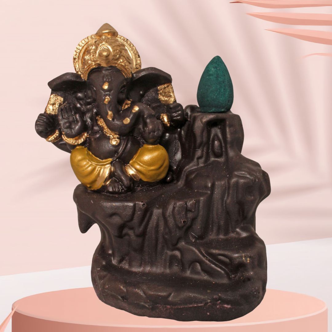 Lord Ganesha Backflow Smoke Fountain Coffee Golden 10 cm-G57X1146AGNMX