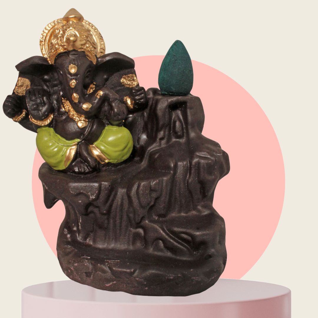 Lord Ganesha Backflow Smoke Fountain Coffee Green 10 cm-G57X1146AHNMX