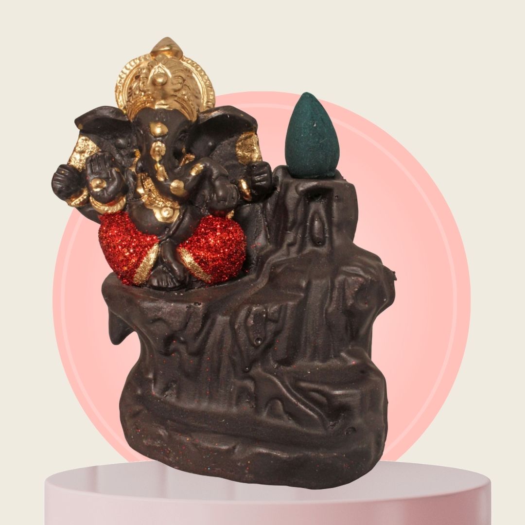 Lord Ganesha Backflow Smoke Fountain Coffee Red 10 cm-G57X1146ARNMX