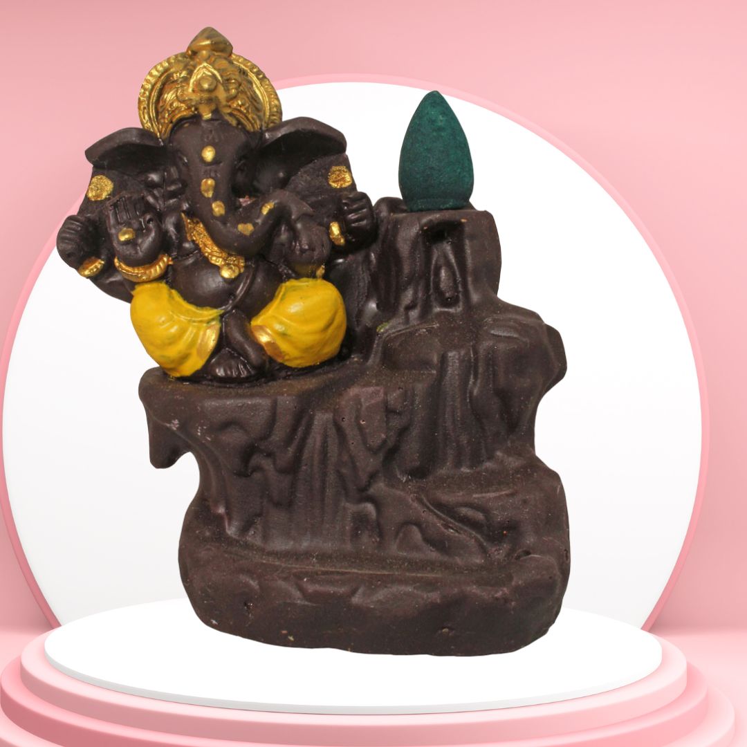 Lord Ganesha Backflow Smoke Fountain Coffee Yellow 10 cm-G57X1146AYNMX