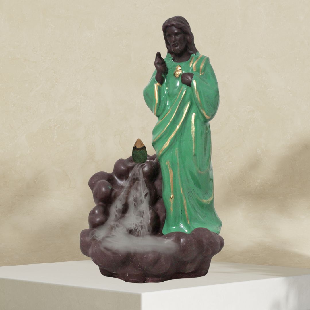 Lord Jesus Backflow Smoke Fountain Coffee Green 20 cm-G57X1144AHNMX