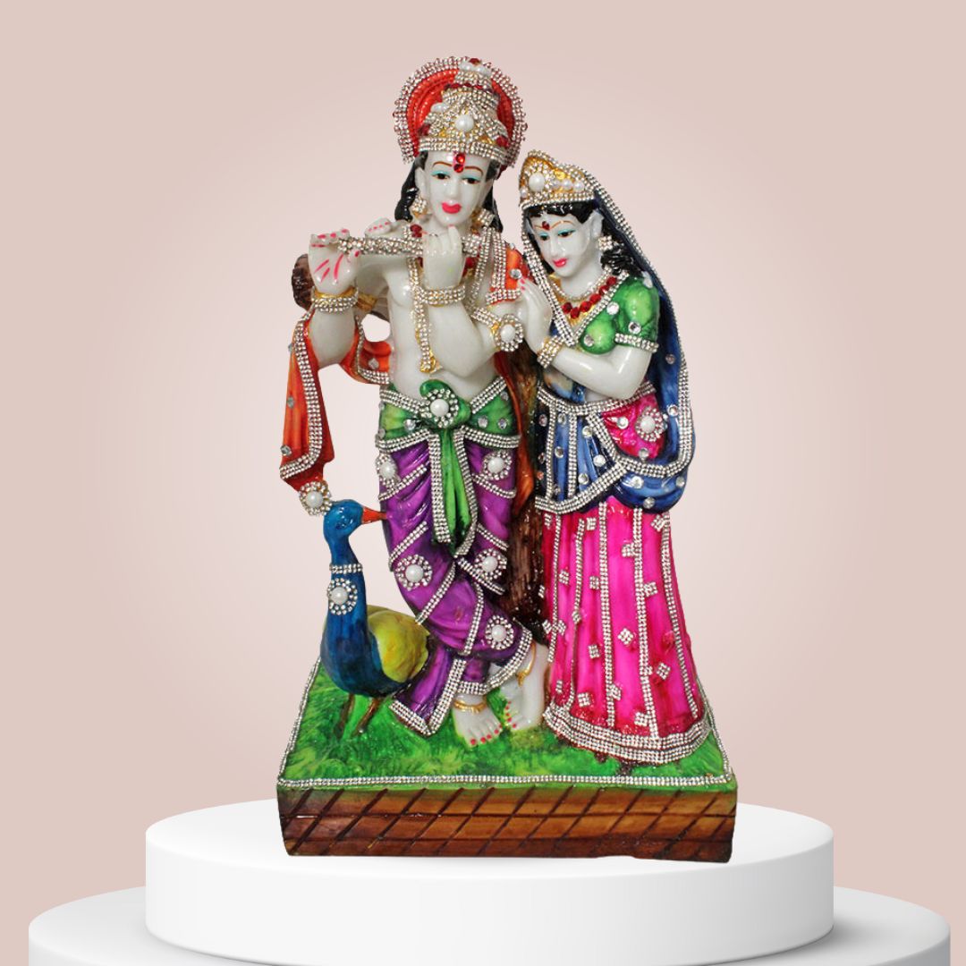 Lord Radha Krishna Statue White Multicolor 41 cm-G57X1260WMLGZ