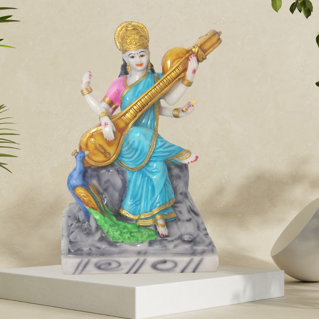 Ma Saraswati Religious Statue Marble Look 30 cm G57X1444WNCGX