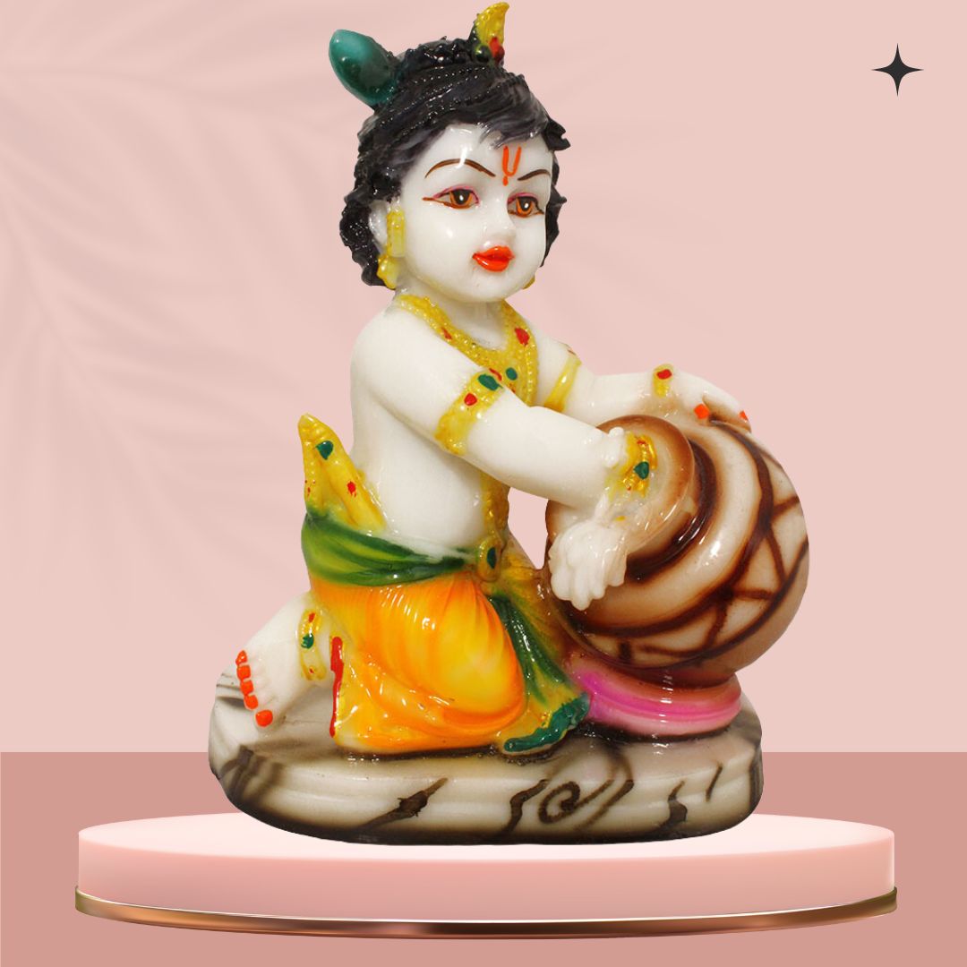 Makhaan Chor Krishna Idol Marble Look 19 cm G57X1311WOCGX