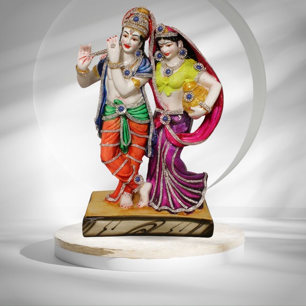 Matki Radha Krishna Statute White Multicolor 39 cm-G57X1298WMLGZ