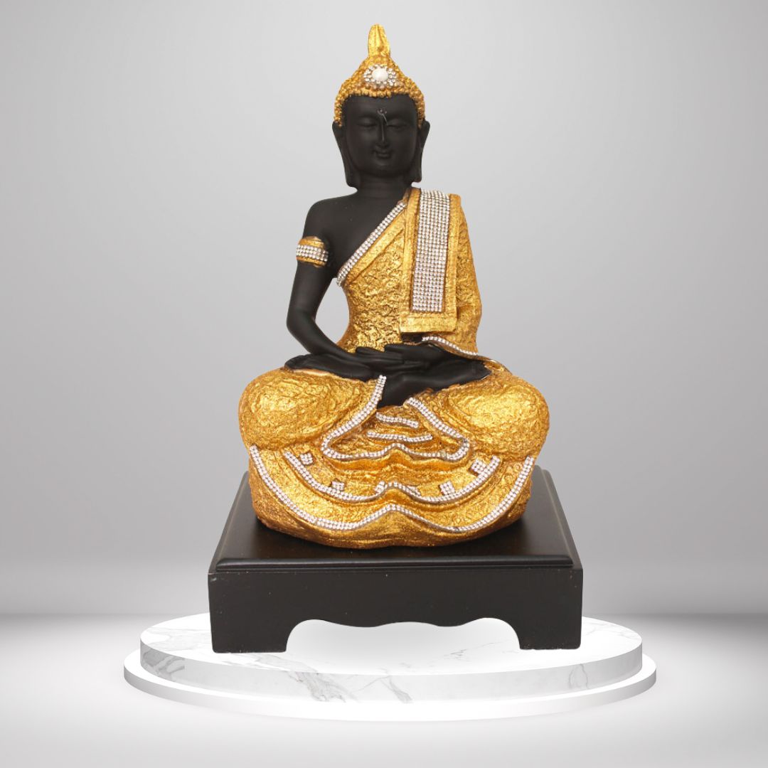 Meditating Buddha Sculpture Glitter Matt Finish 30 cm-G57W1089KGGMZ