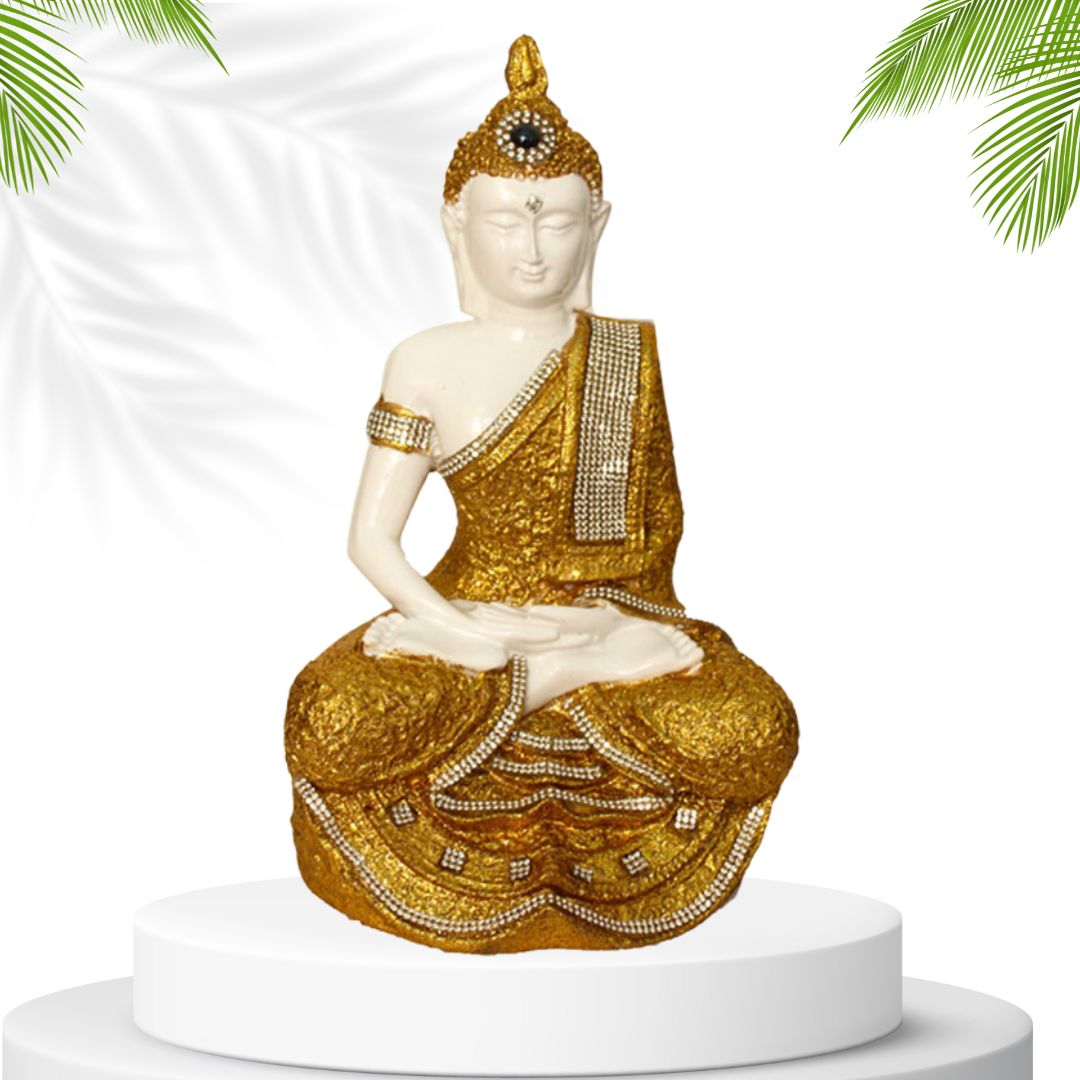 Meditating Buddha Statue Glitter Finish 25 cm-G57X1089WGGGZ