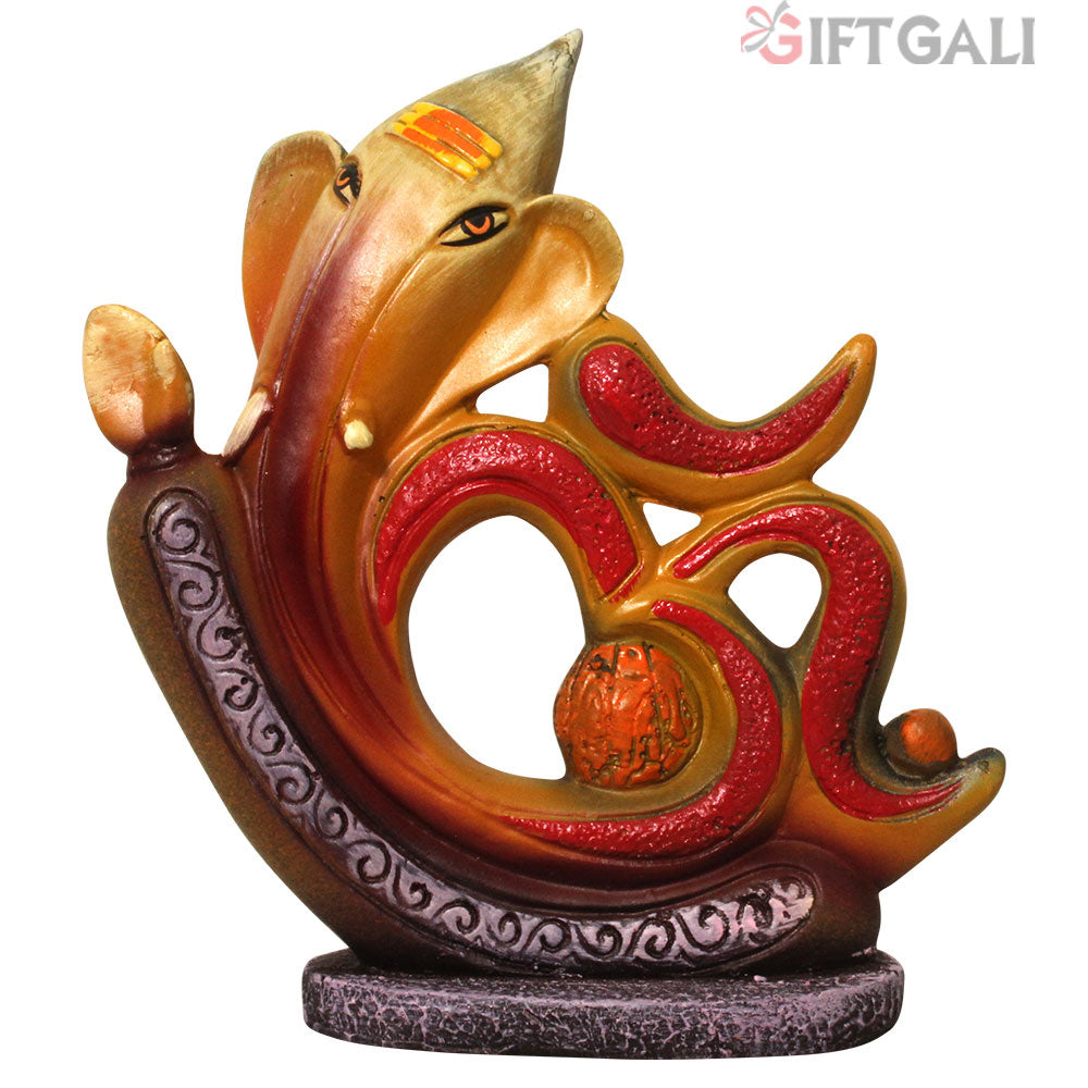 Om Ganesh Modern Art Statue Ivory Red Shaded 20 cm-G57X1164VRLMX