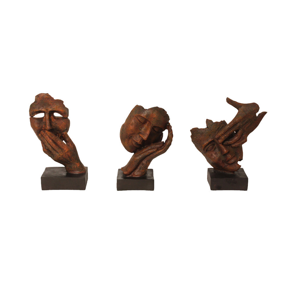 Pair of 3 Modern Art Face Statue 26 cm G57R1672AKAM3