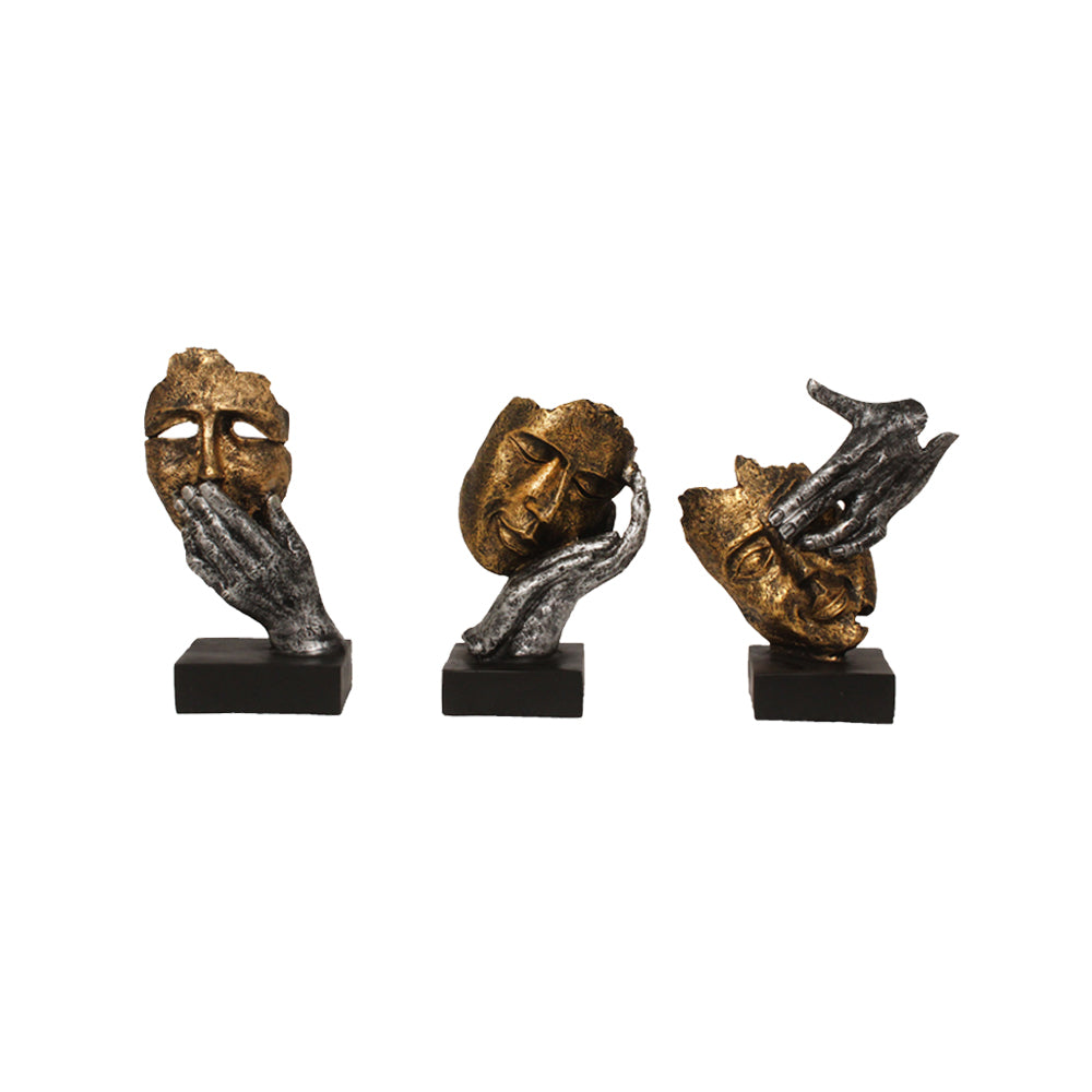 Pair of 3 Modern Art Face Statue 26 cm G57R1672GSNG3