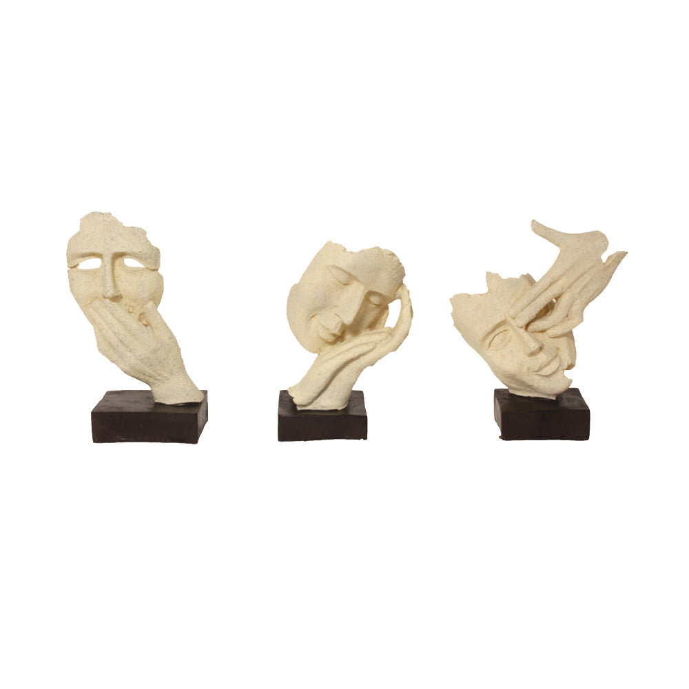 Pair of 3 Modern Art Face Statue 26 cm G57R1672IKDM3