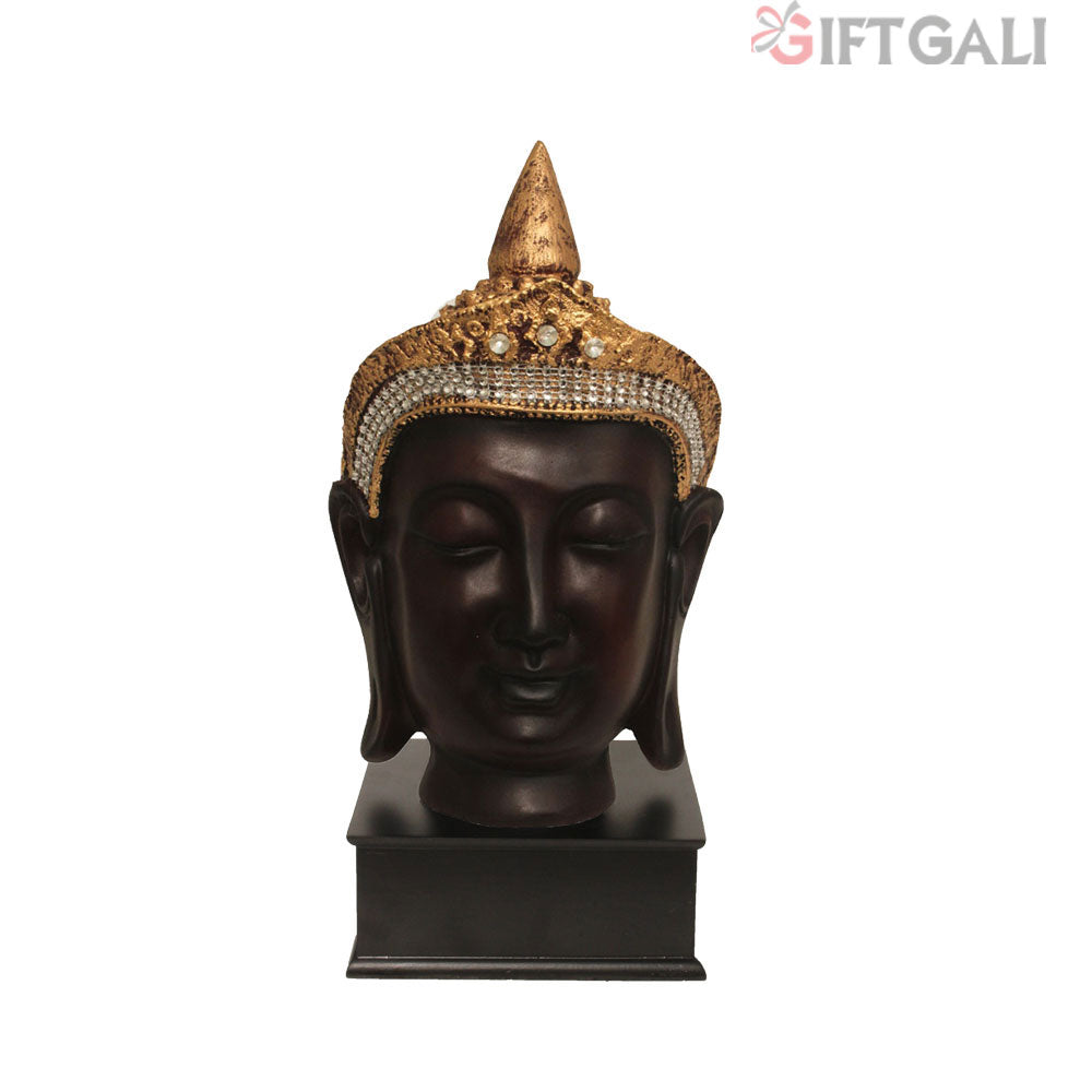 Taj Buddha Head Figurine Brown Golden 36 cm-G57W1065AGNMZ