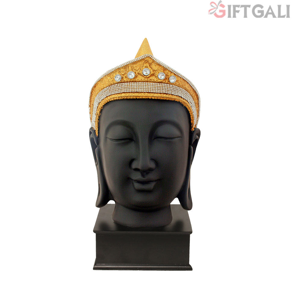 Taj Buddha Head Figurine Glitter Matt Finish 36 cm-G57W1065KGGMZ