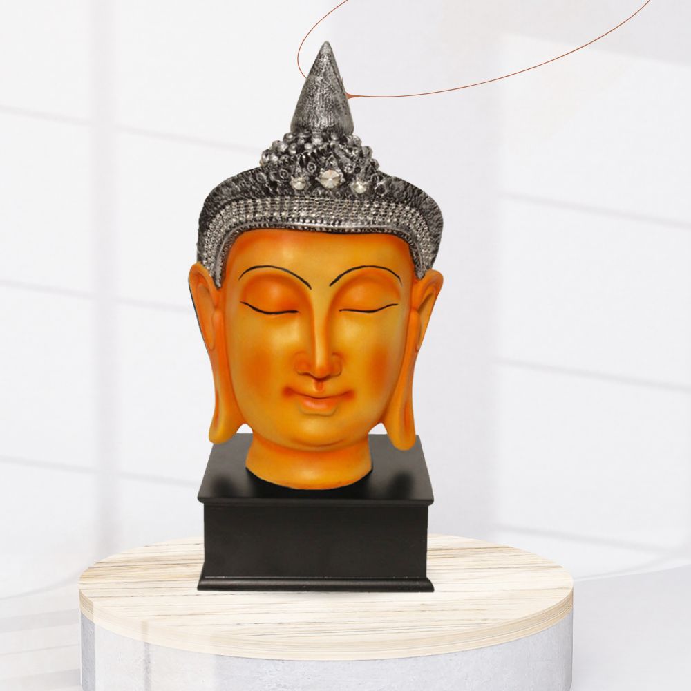 Taj Buddha Head Figurine Ivory Silver 36 cm-G57W1065VSLMZ